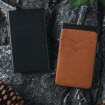 Pop Up Leather Name Card Holder For Men And Women Custom Logo Avaliable Aluminum Box