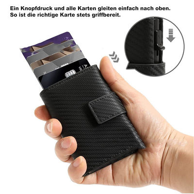 Genuine Leather Rfid Aluminium Metal Slim Card Holder Wallet With Zipper Pocket For Men