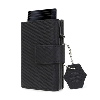 Genuine Leather Rfid Aluminium Metal Slim Card Holder Wallet With Zipper Pocket For Men
