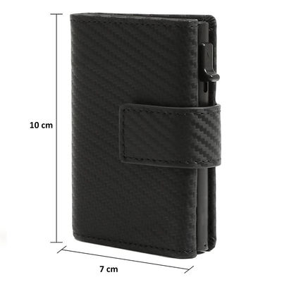 Genuine Leather Rfid Aluminium Metal Slim Card Holder Wallet With Zipper Pocket For Men