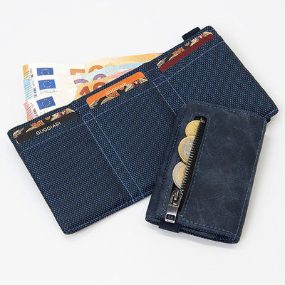 RFID Blocking Credit Cardholder with Magnetic Button and Coin Pocket Pattern Type None