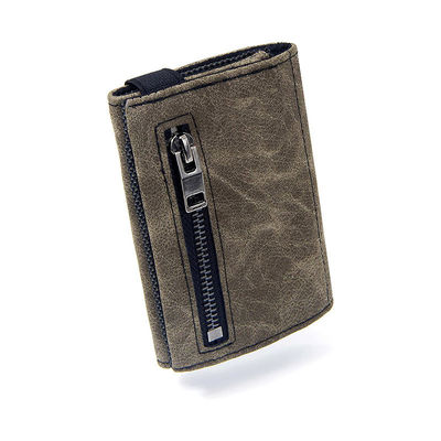 RFID Blocking Credit Cardholder with Magnetic Button and Coin Pocket Pattern Type None