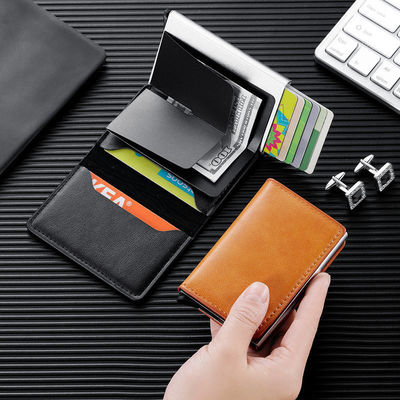 Automatic Pop Up Credit Card Holder Wallet with RFID Blocking Function and PU Leather