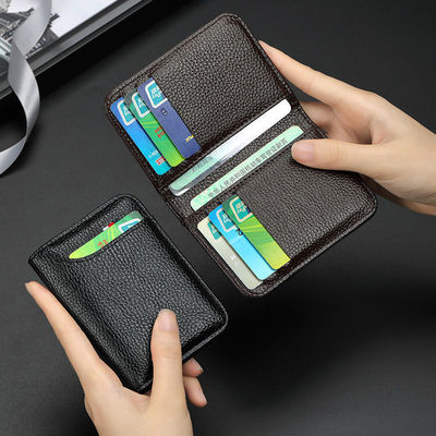 Men's RFID Bifold Leather Credit Card Holder Wallet Money Clip with Minimalist Design