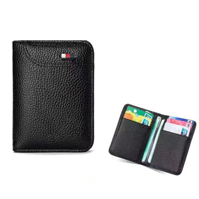 Men's RFID Bifold Leather Credit Card Holder Wallet Money Clip with Minimalist Design