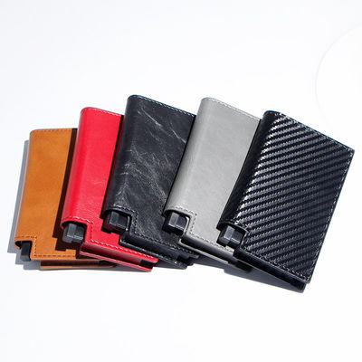 Trifold Leather Metal Aluminum Credit Card Holder Rfid Block Minimalist Wallet For Men