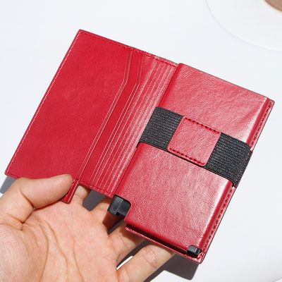 Trifold Leather Metal Aluminum Credit Card Holder Rfid Block Minimalist Wallet For Men
