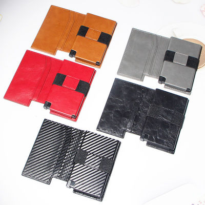 Trifold Leather Metal Aluminum Credit Card Holder Rfid Block Minimalist Wallet For Men
