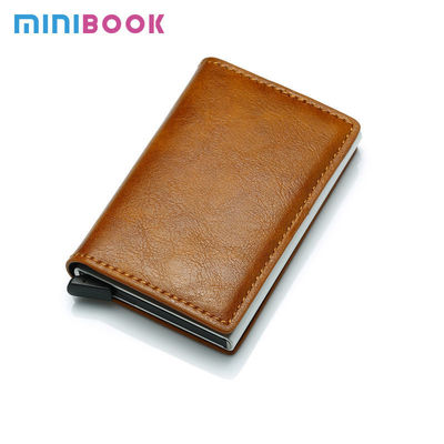Custom Bifold Wallet Aluminum Credit Card Holder Case OEM Carbon Leather Men's Pop Up Wallet