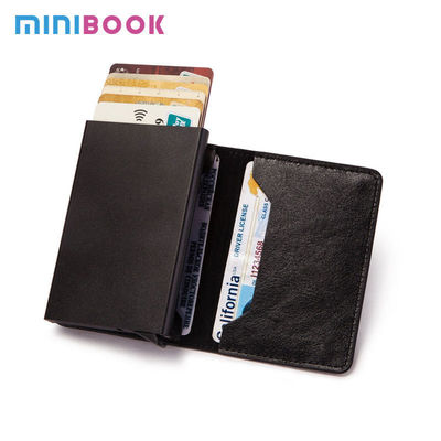 Custom Bifold Wallet Aluminum Credit Card Holder Case OEM Carbon Leather Men's Pop Up Wallet