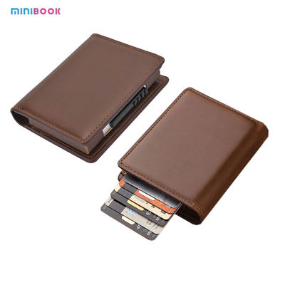 RFID Blocking Pop Up Aluminium Slim Genuine Leather Smart Credit Card Holder for Men