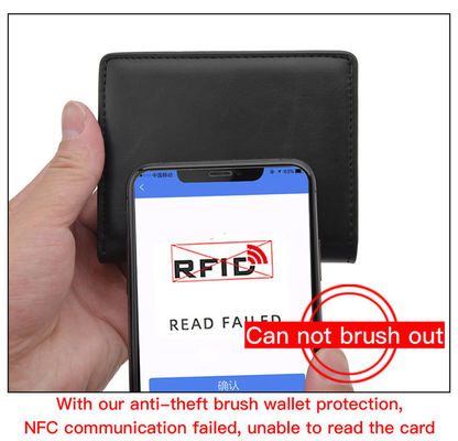RFID Blocking Pop Up Aluminium Slim Genuine Leather Smart Credit Card Holder for Men