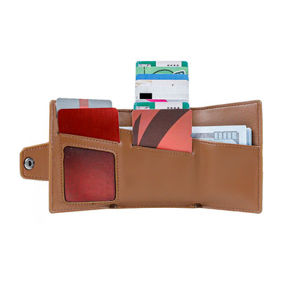 Credit Card Pop Up RFID Wallet Blocking Slim Sleeve Vintage Leather Man Card Holder