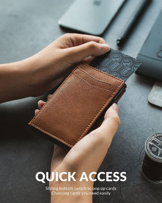 Fashion Mens Genuine Leather Slim Billfold Wallet Card Holder Ultra-Thin Carbon Fiber Rfid Wallet