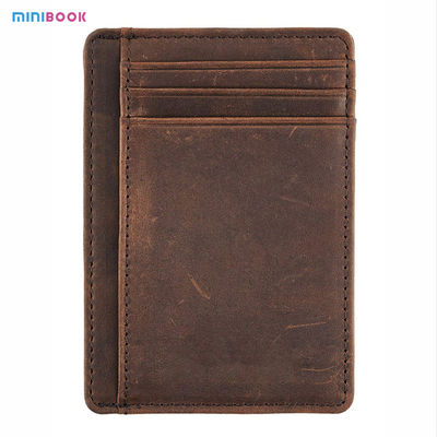 RFID Blocking Front Pocket Minimalist Carbon Cowhide Leather Business SD Card Holder Wallets For Men