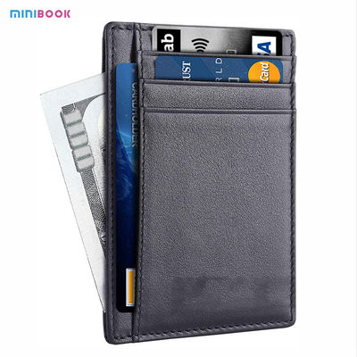 RFID Blocking Front Pocket Minimalist Carbon Cowhide Leather Business SD Card Holder Wallets For Men