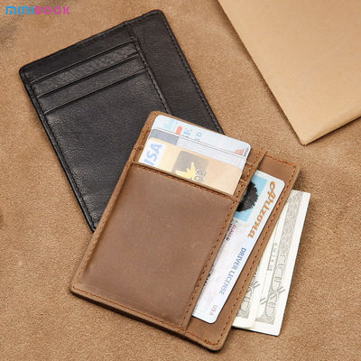 Custom Logo Men's Genuine Leather RFID Front Pocket Wallet for Ultra Slim Card Holder