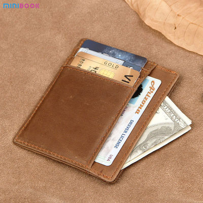Custom Logo Men's Genuine Leather RFID Front Pocket Wallet for Ultra Slim Card Holder