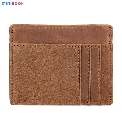 Custom Logo Men's Genuine Leather RFID Front Pocket Wallet for Ultra Slim Card Holder