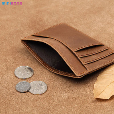 Custom Logo Men's Genuine Leather RFID Front Pocket Wallet for Ultra Slim Card Holder