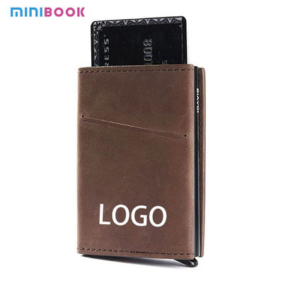 Minimalist Design RFID Blocking Leather Pop Up Wallet for Safe Credit Card Storage