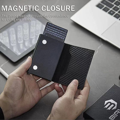 Minimalist Design RFID Blocking Leather Pop Up Wallet for Safe Credit Card Storage