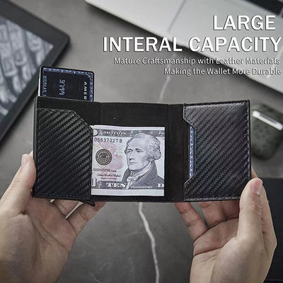 Minimalist Design RFID Blocking Leather Pop Up Wallet for Safe Credit Card Storage