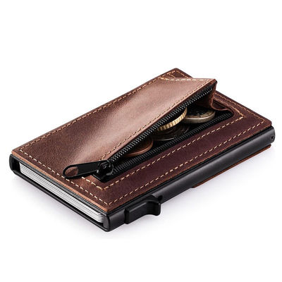 Men's Business Automatic Pop-Up Ultra-Thin RFID Card Holder in Contrasting Leather