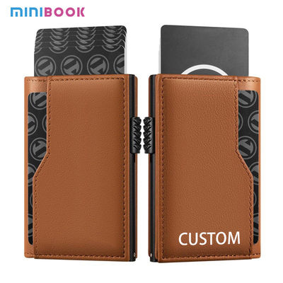 Credit Card Real Leather Automatic Pop Up Card Holder Wallet for Men and RFID Blocking