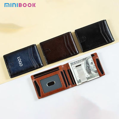 Men's Short Style RFID Card Holder Wallet with Carbon Fiber Cowhide Genuine Leather