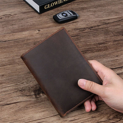 Fashionable Genuine Leather Passport Cover Bifold Wallet with RFID Blocking Cowhide