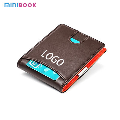 Package Weight 0.1kg Custom Bifold Genuine Leather Wallet with Money Clip and Slots