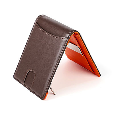 Package Weight 0.1kg Custom Bifold Genuine Leather Wallet with Money Clip and Slots