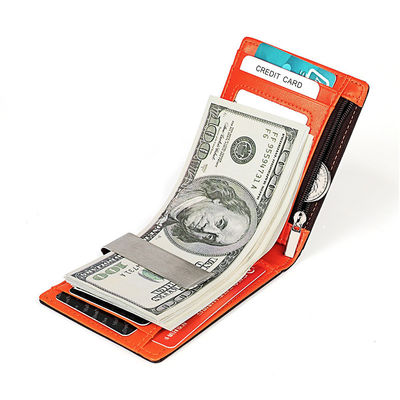Package Weight 0.1kg Custom Bifold Genuine Leather Wallet with Money Clip and Slots