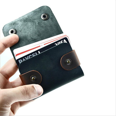 Business Gift Brown Genuine Leather Credit Card Wallet for Men Cowhide Card Holder Case