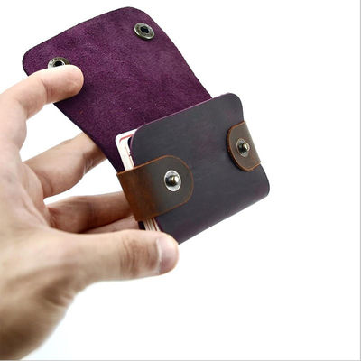 Business Gift Brown Genuine Leather Credit Card Wallet for Men Cowhide Card Holder Case