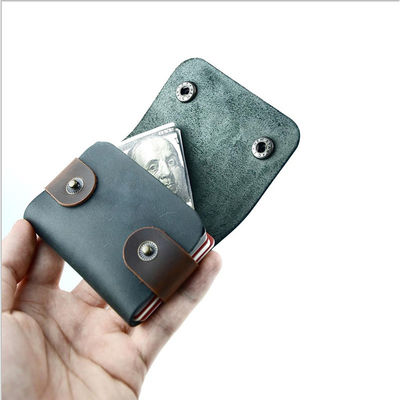 Business Gift Brown Genuine Leather Credit Card Wallet for Men Cowhide Card Holder Case