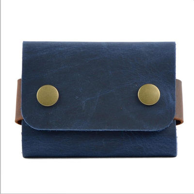 Business Gift Brown Genuine Leather Credit Card Wallet for Men Cowhide Card Holder Case