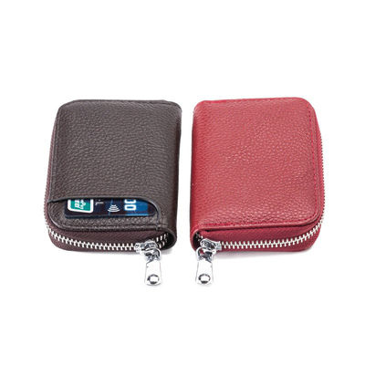Convenient Multi-Slot Zipper Genuine Cowhide Accordion Pickup Bag with RFID Blocking