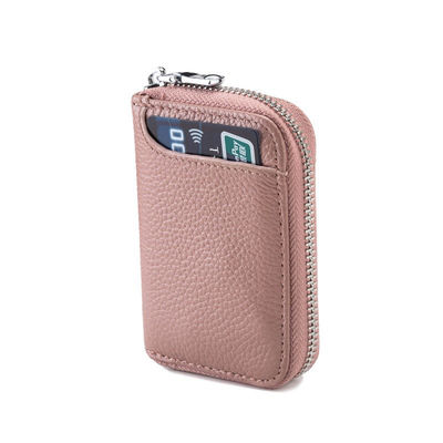 Convenient Multi-Slot Zipper Genuine Cowhide Accordion Pickup Bag with RFID Blocking