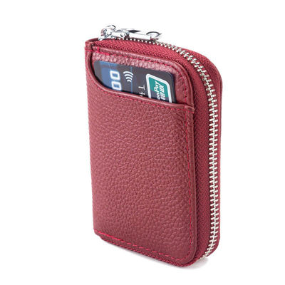 Convenient Multi-Slot Zipper Genuine Cowhide Accordion Pickup Bag with RFID Blocking