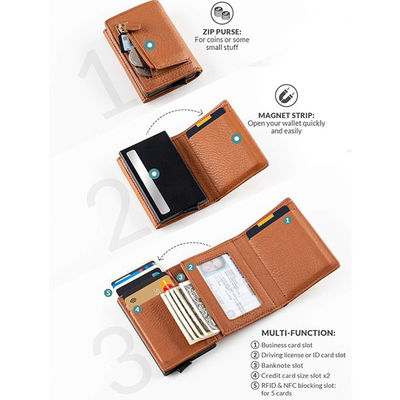 Minimalist Genuine Leather Rifid Credit Card Money Purse Bifold Card Holder Wallet For Men