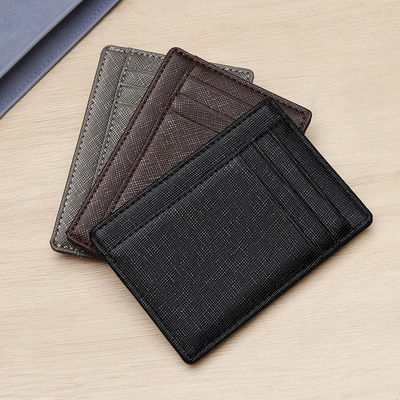 Lychee Pattern Genuine Leather Men Wallet Coin Purse Card Holder with Custom Logo