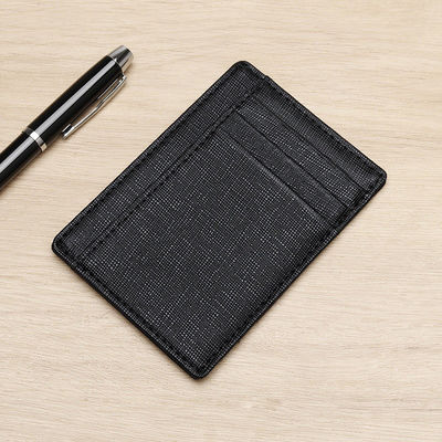 Lychee Pattern Genuine Leather Men Wallet Coin Purse Card Holder with Custom Logo