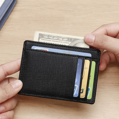 Lychee Pattern Genuine Leather Men Wallet Coin Purse Card Holder with Custom Logo