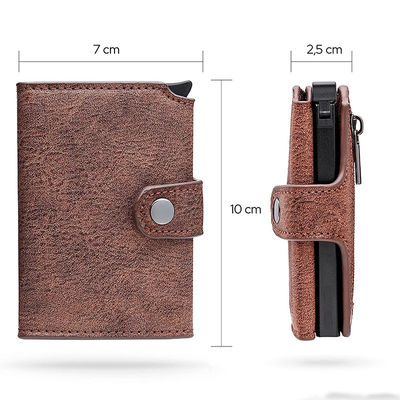 Convenient Carbon Brazed Three-Fold Automatic Card Holder Genuine Leather Men's Wallet