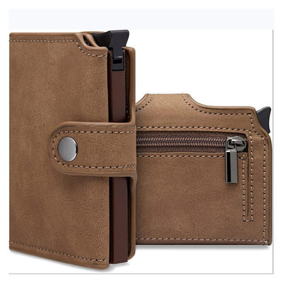 Convenient Carbon Brazed Three-Fold Automatic Card Holder Genuine Leather Men's Wallet