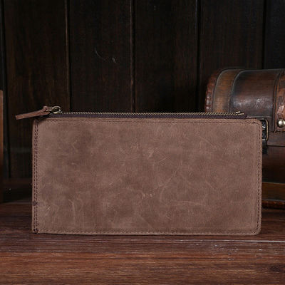 GENUINE LEATHER Men's Wallet with Multifunctional Pickup Bag Retro Crazy Horse Design