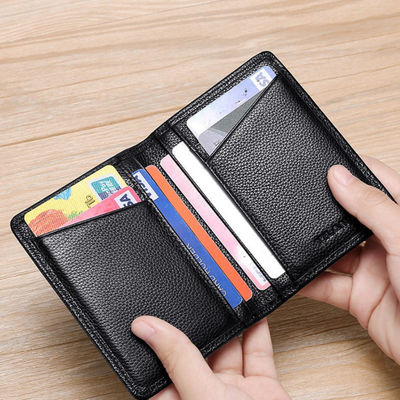 Multi-Slot Anti-Degaussing Card Holder for Men's Driver's License in Genuine Leather