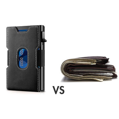 Package Size 10.3CM*6.5CM*1.5CM Slim Wallet Metal Wallet with Money Clip and RFID Blocking
